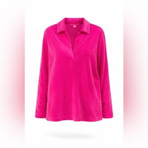 Lilly Pulitzer August Velour Pullover Pink Palms M